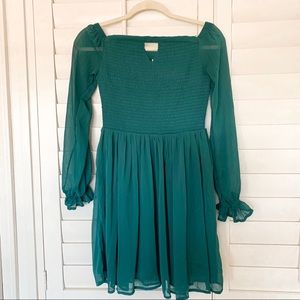 Teal off shoulder boho dress nursing friendly sz S
